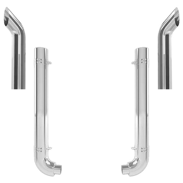 Western Star 4964 Constellation 5 X 52 Inch Quiet Spool & OEM Style Elbow Exhaust Kit W/ 44 Inch Curve Stacks