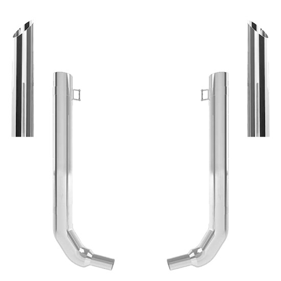 Kenworth W900L 8-5 X 52 Inch Quiet Spool & Over 40 Inch Box Exhaust Kit W/ 60 Inch Miter Stacks