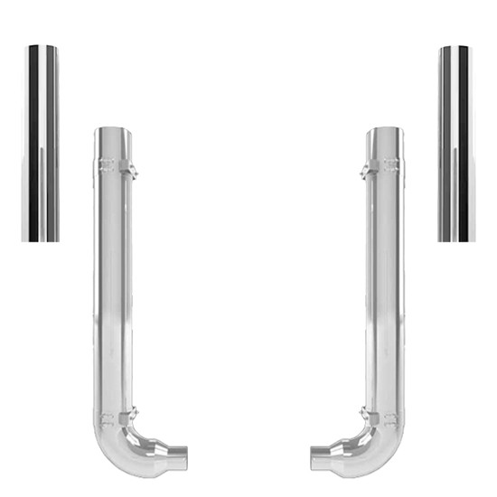 Western Star 4964 Constellation Day Cab 8-5 X 52 Inch Spool & OEM Style Elbow Exhaust Kit W/ 54 Inch Flat Top Stacks