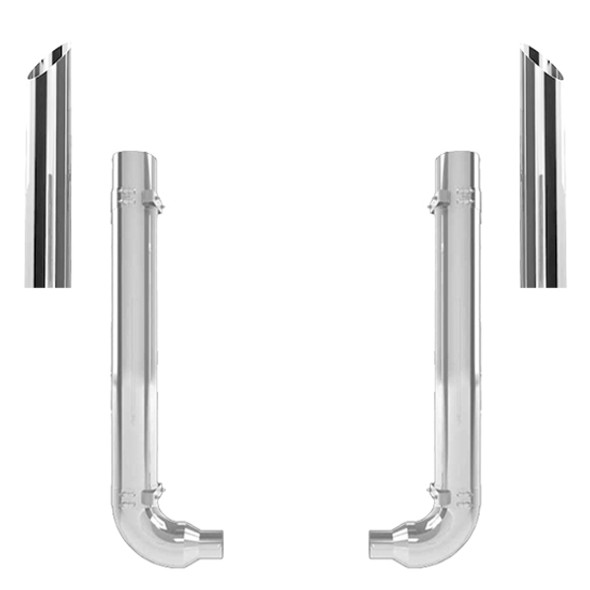 Western Star 4964 Constellation Day Cab 8-5 X 52 Inch Spool & OEM Style Elbow Exhaust Kit W/ 54 Inch Miter Stacks