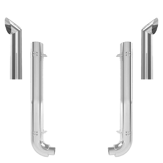 Western Star 4964 Heritage 1988-1995 7-5 X 52 Inch Spool & OEM Style Elbow Exhaust Kit W/ 60 Inch Chino Stacks