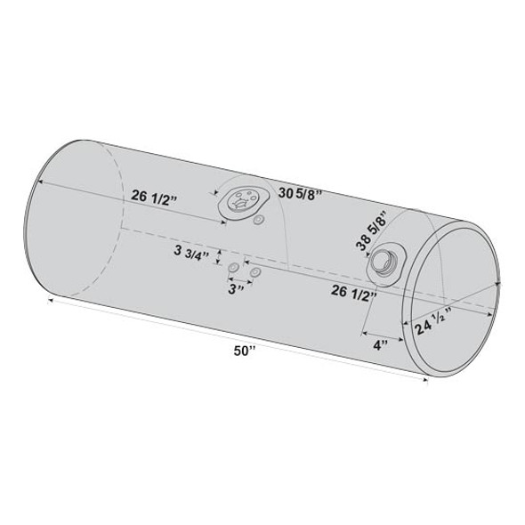Kenworth BESTfit 100 Gallon Rear Fill Fuel Tank 24.5 X 48 Inch Driver Side For  Center Manifold