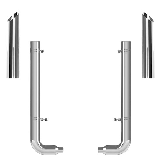 Peterbilt Day Cab 378, 379, 389 Glider 7-5 X 55 Inch Spool & Pickett Style Elbow Exhaust Kit W/  68 Inch Miter Stacks