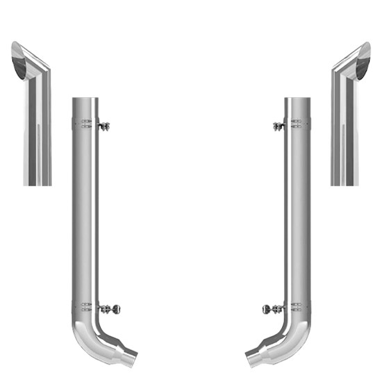 Peterbilt 359 1967-1987 7-5 X 55 Inch Quiet Spool & SYS Elbow Exhaust Kit W/  68 Inch Chino Stacks