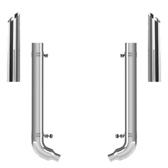 Peterbilt Day Cab 359 1967-1987 8-5 X 55 Inch Quiet Spool & SYS Elbow Exhaust Kit W/  68 Inch Miter Stacks