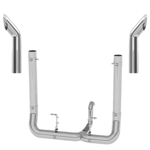 Kenworth W900A 1961-1982 6-5 X 48 Inch Spool & Low Line Elbow Exhaust Kit W/  68 Inch Bull Hauler Stacks