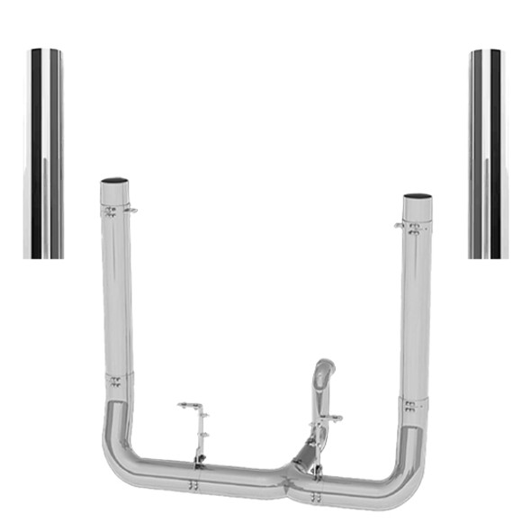 Kenworth W900A 1961-1982 8-5 Inch Spool & Low Line Elbow Exhaust Kit W/  68 Inch Flat Top Stacks