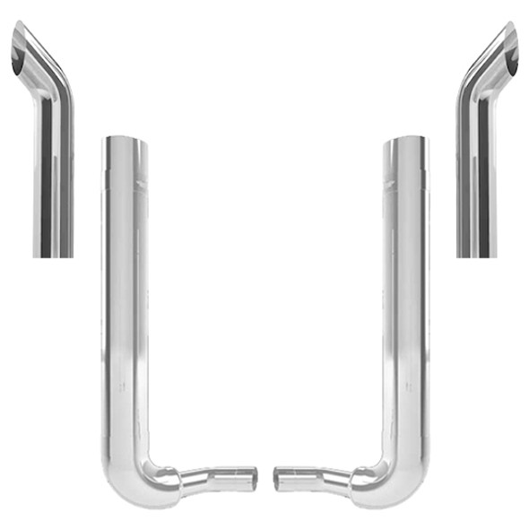 Kenworth W900B 1982-2024 8-5 Inch Spool & Over Frame Elbow Exhaust Kit W/  68 Inch Curve Stacks