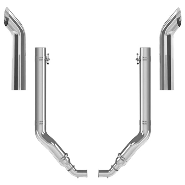 Peterbilt 389 Glider 2001-2024 6-5 X 55 Inch Quiet Spool Exhaust Kit W/  68 Inch Curve Stacks