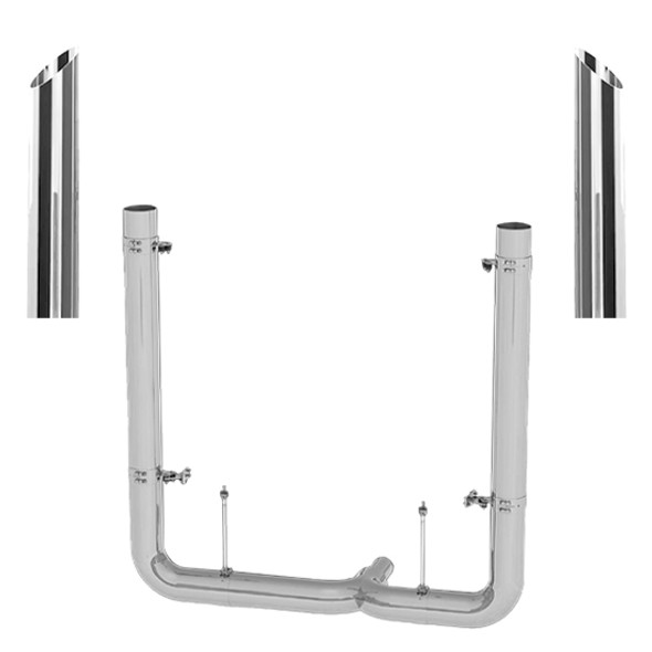 Peterbilt Day Cab 379, 389 Glider 6-5 Inch Quiet Spool & DR Pickett Elbow Exhaust Kit W/  68 Inch Miter Stacks