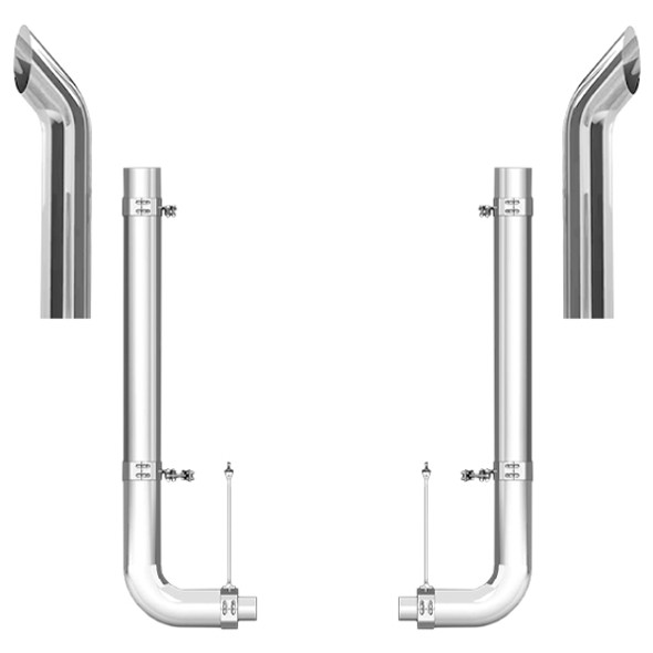 Peterbilt 379 2003-2006 5 X 52 Inch Quiet Spool & Pickett Style Elbow Exhaust Kit W/  68 Inch Curve Stacks Peterbilt 379 2003-2006 5 X 52 Inch Quiet Spool & Pickett Style Elbow Exhaust Kit W/  68 Inch Curve Stacks