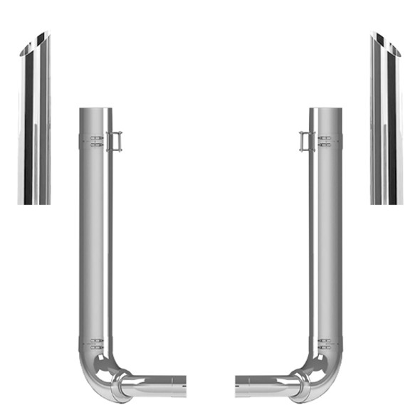 Kenworth Day Cab T800 1986-2024 6-5 X 48 Inch Spool & Over Frame Elbow Exhaust Kit W/  68 Inch Miter Stacks