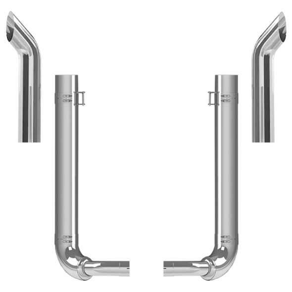 Kenworth Day Cab T800 1986-2024 7-5 Inch Spool & Over Frame Elbow Exhaust Kit W/  68 Inch Curve Stacks