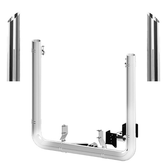 Peterbilt 389 2011- 2017 7 X 62 Inch Spool Rod, Picket & DPF Move Exhaust Kit W/ 44 Inch Miter Stacks