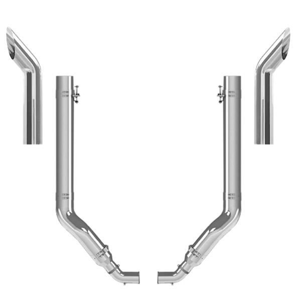 Peterbilt 389 2011- 2019 8-5 X 46 Inch Spool & OE Style Elbow Exhaust Kit W/ 60 Inch Bull Hauler Stacks Peterbilt 389 2011- 2019 8-5 X 46 Inch Spool & OE Style Elbow Exhaust Kit W/ 60 Inch Bull Hauler Stacks