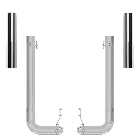Peterbilt 389 2011- 2017 7-5 X 62 Inch Spool, Rod Picket & DPF Move Exhaust Kit W/ 60 Inch Flat Top Stacks