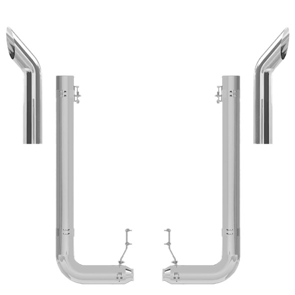 Peterbilt 389 2011- 2017 8-5 X 62 Inch Spool, Rod Picket & DPF Move Exhaust Kit W/ 48 Inch Bull Hauler Stacks