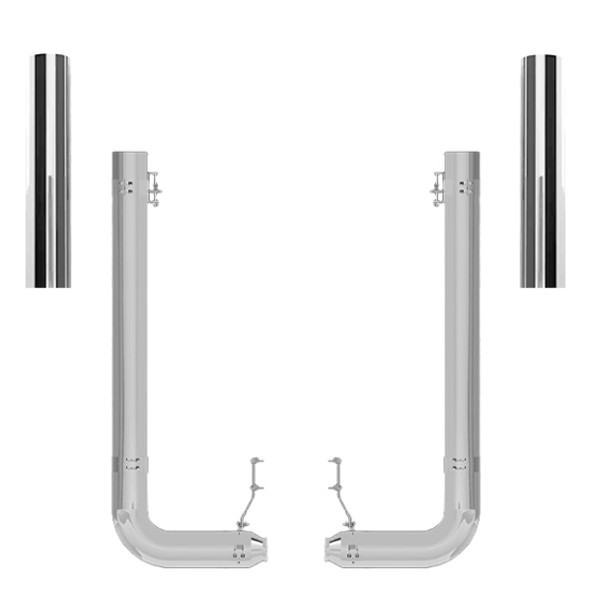 Peterbilt 389 2011- 2017 7 X 62 Inch Spool, Rod Picket & DPF Move Exhaust Kit W/ 48 Inch Flat Top Stacks