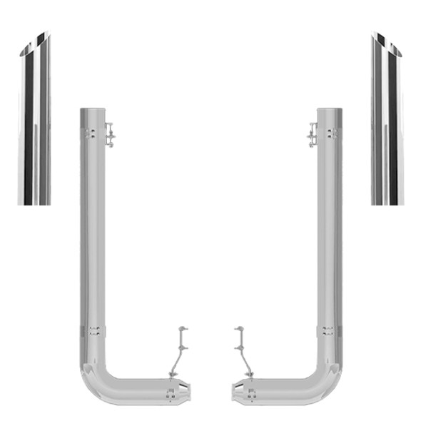 Peterbilt 389 2011- 2017 7 X 62 Inch Spool, Rod Picket & DPF Move Exhaust Kit W/ 60 Inch Miter Stacks