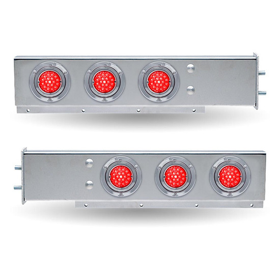 30 Inch LED Mud Flap Hanger with Stop, Tail Watermelon LEDs and 2.5 Inch Bolt Spacing