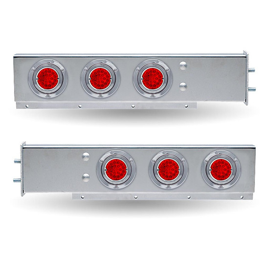30 Inch LED Mud Flap Hanger with Stop, Tail Watermelon LEDs and 2.5 Inch Bolt Spacing