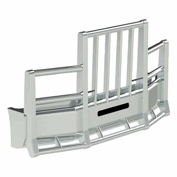 Herd Road Train Grille Guard Bumper With Lower Rake, Slam Latch, Lift Assist, 2 Rows Of 2 Inch Lights For Kenworth