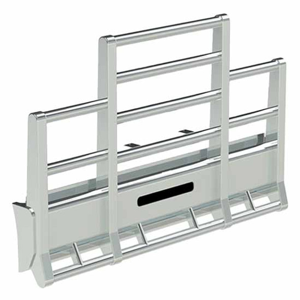 Herd Road Train Grille Guard Bumper Horizontal Post W/ Slam Latch, Lift Assist, Row Of 2 Inch Lights For Peterbilt 378, 379