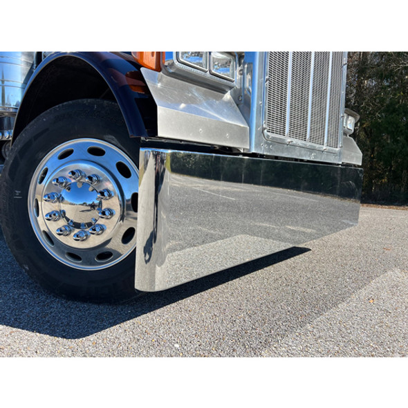 Kenworth W900L, W900B 22 Inch Texas Chrome Bumper W/ Rolled Ends - Tow & 9 Oval Light Holes