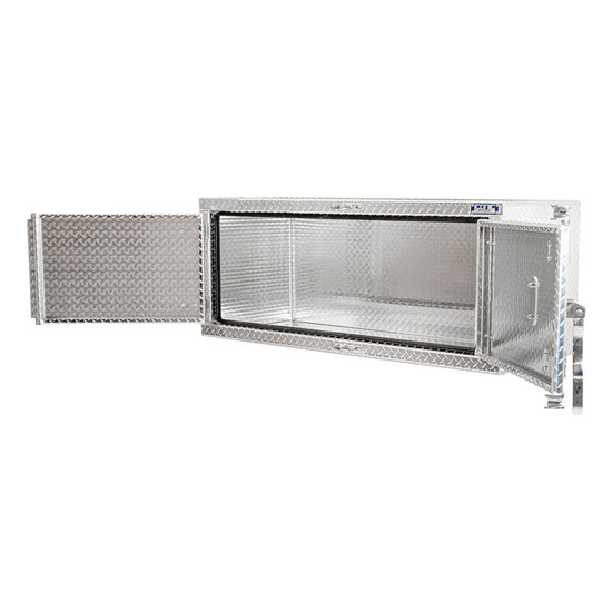 Aluminum Underbody Toolbox 30” x 24” x 60” with Dual Barn Doors and Cam Lock - Diamond Plated Finish