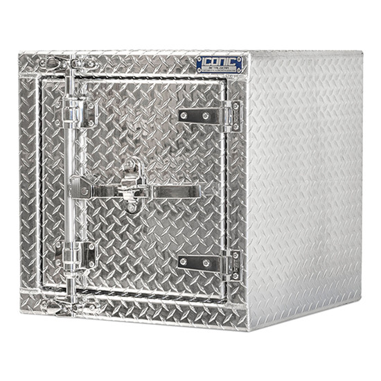 Aluminum Underbody Toolbox 30” x 24” x 24” with Single Barn Door and Cam Lock - Diamond Plated Finish