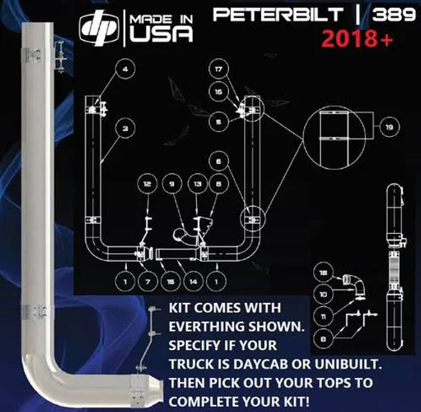 Peterbilt 389 (2018) 8" REDUCE TO 5" Rod Pickett Exhaust Kit