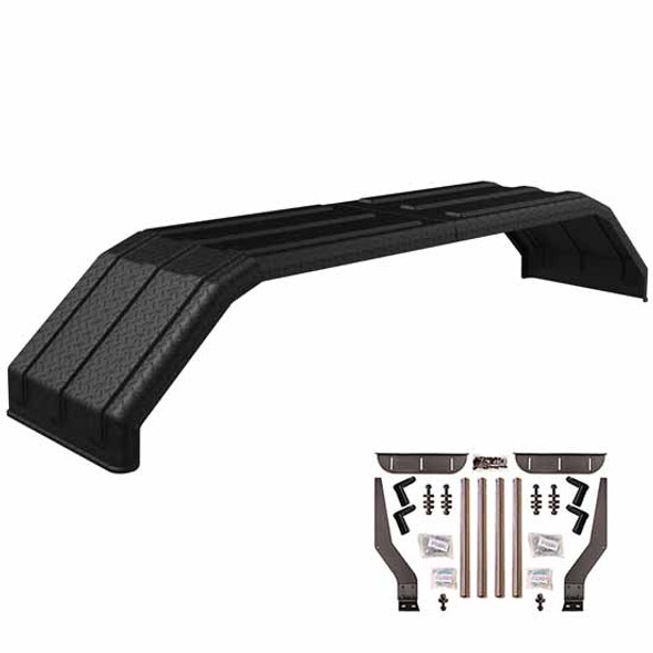 Black Diamond Plated Finish Minimizer Square Back Bruiser Series Full Fender With Stainless Steel Mounting Brackets - 108 X 26 X 18 Inch