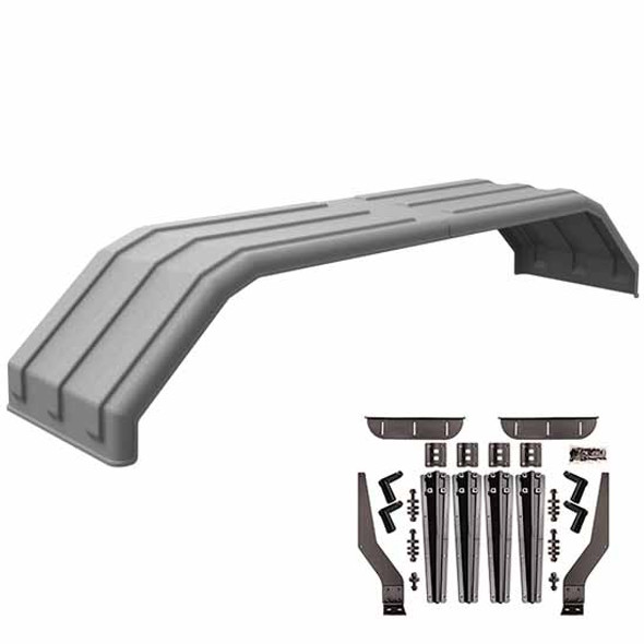 Galvanized Finish Minimizer Square Back Bruiser Series Full Fender With Carbon Fiber Plastic Mounting Brackets - 108 X 26 X 18 Inch