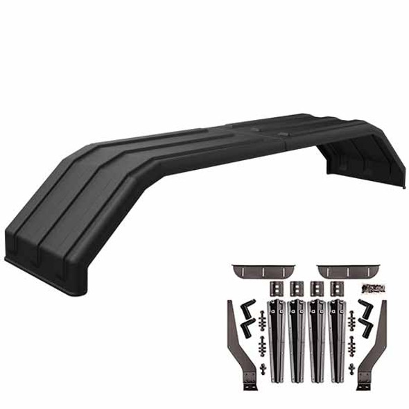 Black Minimizer Square Back Bruiser Series Full Fender With Carbon Fiber Plastic Mounting Brackets - 108 X 26 X 18 Inch