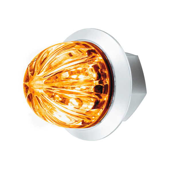 3/4 Inch Mini Dual Function Watermelon Clearance/Marker Light – Amber LED/Clear Lens