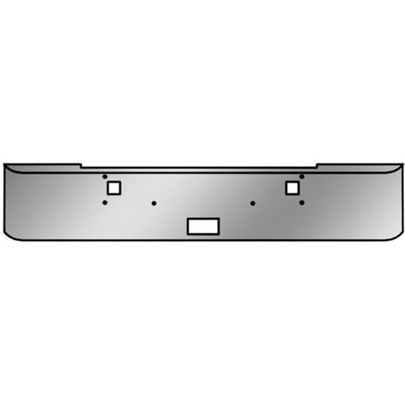 BESTfit Chrome 18 Inch Texas Bumper, 7 Gauge W/ Hand Formed Ends, Step & Tow Holes For Kenworth W900B, W900L