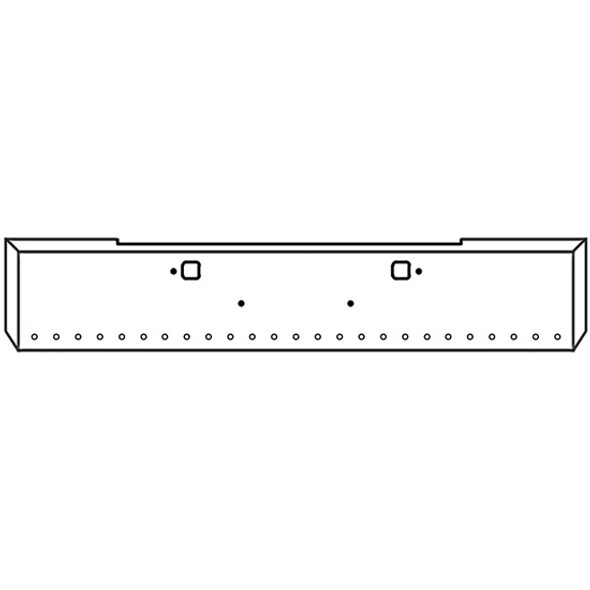 Kenworth W900B 20 Inch Chrome Texas Boxed End Bumper W/ Tow & 25 Rnd 3/4 Inch Light Holes