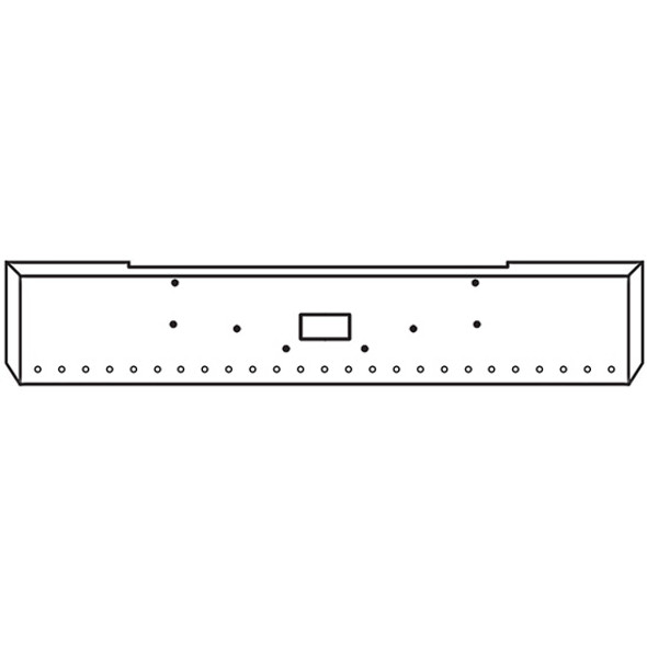 Peterbilt 362 1981-2002 22 Inch Texas Chrome Bumper W/ Boxed Ends - Tow, 25 Rnd 3/4 Inch & Rnd 3/4 Inch Light Holes