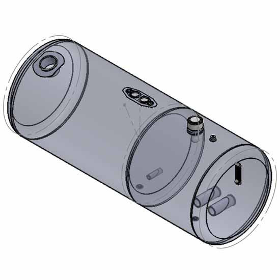 BESTfit Aluminum Split Tank 92 Gallon Fuel- Rear Fill/ 58 Gallon Hydraulic- Front Fill- 26 X 72 Inch W/ Early Style Manifold- Passenger Side For Peterbilt