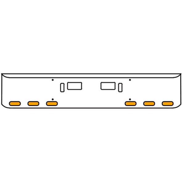 Western Star 18 Inch Chrome Texas Rolled End Bumper Kit W/ Step & Tow Holes And 6 Oval Amber Mirage Lights For  4700SF 2013 - Current