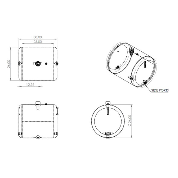 BESTfit 50-Gallon Round Hydraulic Tank 26 X 30 Inch Center Fill For Peterbilt