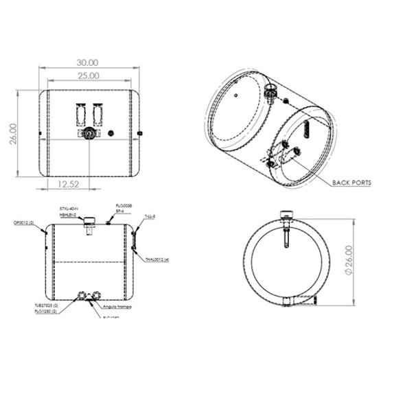 BESTfit 50-Gallon Hydraulic Tank 26 X 30 Inch Center Fill For Peterbilt