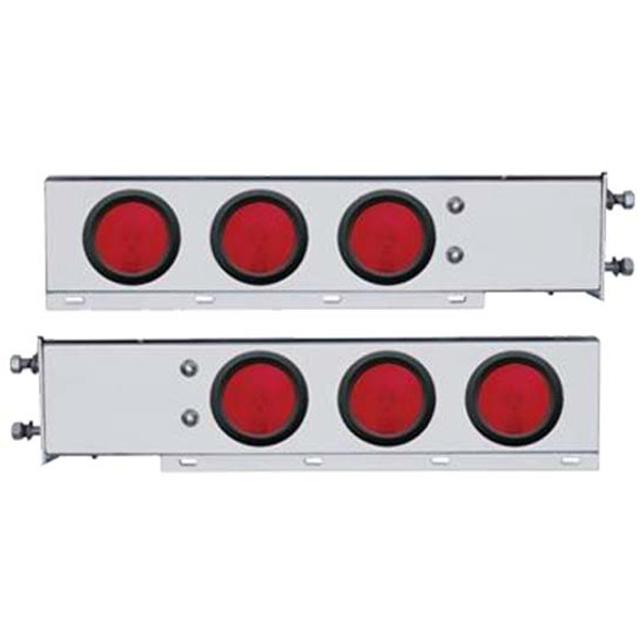 304 SS Spring Loaded Rear Light Bar With 3 3/4 Inch Bolt Pattern & Six Incandescent Lights With Grommets - Red LED/ Red Lens