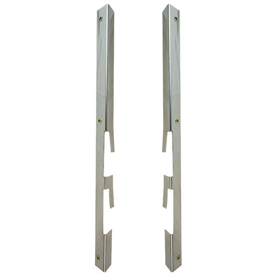 Chrome Shop Mafia Stainless Steel Front Breather Panels W/ Five 3/4 Inch Round Light Holes, 3 Bolt For Peterbilt 589