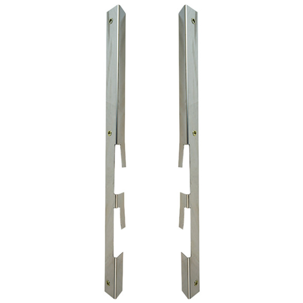 Chrome Shop Mafia Aluminum Rear Breather Panels W/ Five 3/4 Inch Round Light Holes, 3 Bolt For Peterbilt 589