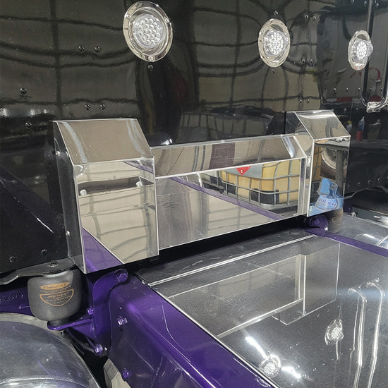 Chrome Shop Mafia Polished Stainless Steel Rear Sleeper Shock Cover - 3 PC For Peterbilt 378, 379, 388, 389