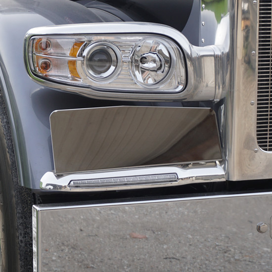 Chrome Shop Mafia 304 Stainless Steel Fender Shields, Step Mount For Peterbilt 589