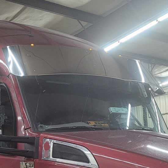 Chrome Shop Mafia 15.5 Inch Stainless Steel Bowtie Curve Pointed Visor For Kenworth W990, T680, T880