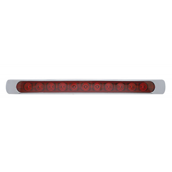 17 3/16 Inch Stop, Tail & Turn Red LED Red Lens Light Bar W/ Chrome Bezel