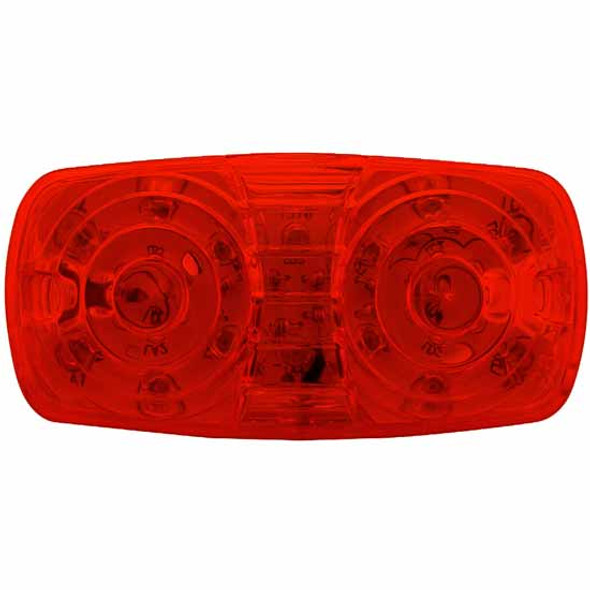 2 X 4 Inch 16 LED Double Bubble Bullseye Marker Light - Red LED / Red Lens